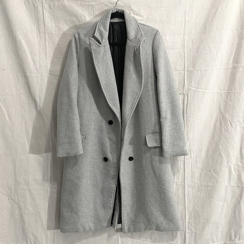 Grey Heavy Weight Fleece Long Winter Trench Coat